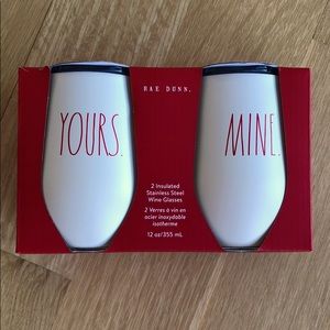 Rae Dunn YOURS and MINE Insulated Wine Tumbler Set of 2